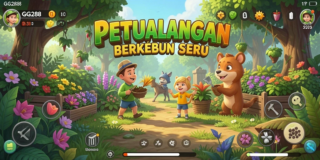 Screenshot gameplay GG288 dengan aktivitas berkebun yang seru.
