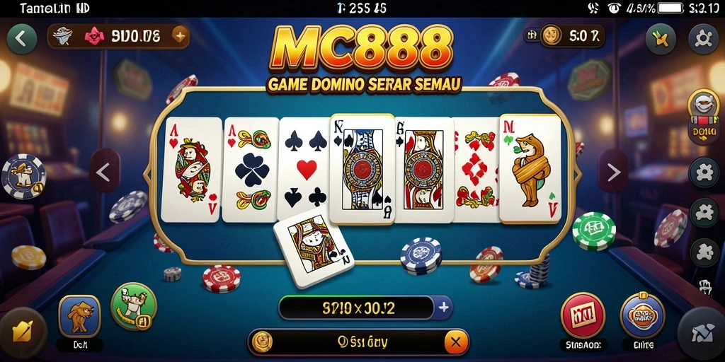 Tampilan gameplay seru di MC888 dengan berbagai mode permainan Domino.
