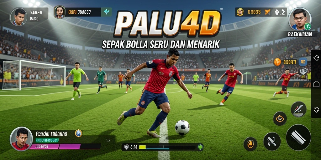 Screenshot gameplay PALU4D menampilkan aksi mendebarkan di lapangan sepak bola.