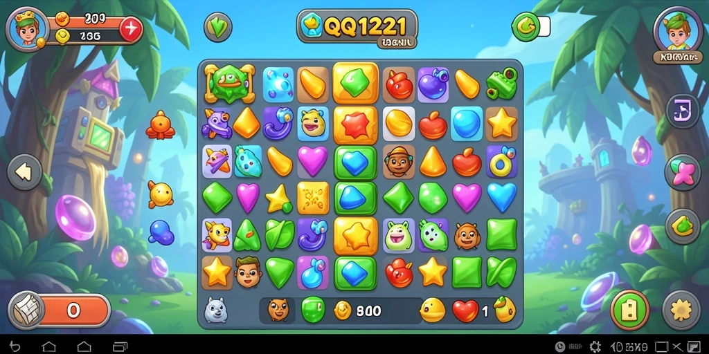 Tampilan gameplay seru di QQ1221 dengan tantangan Match-3.