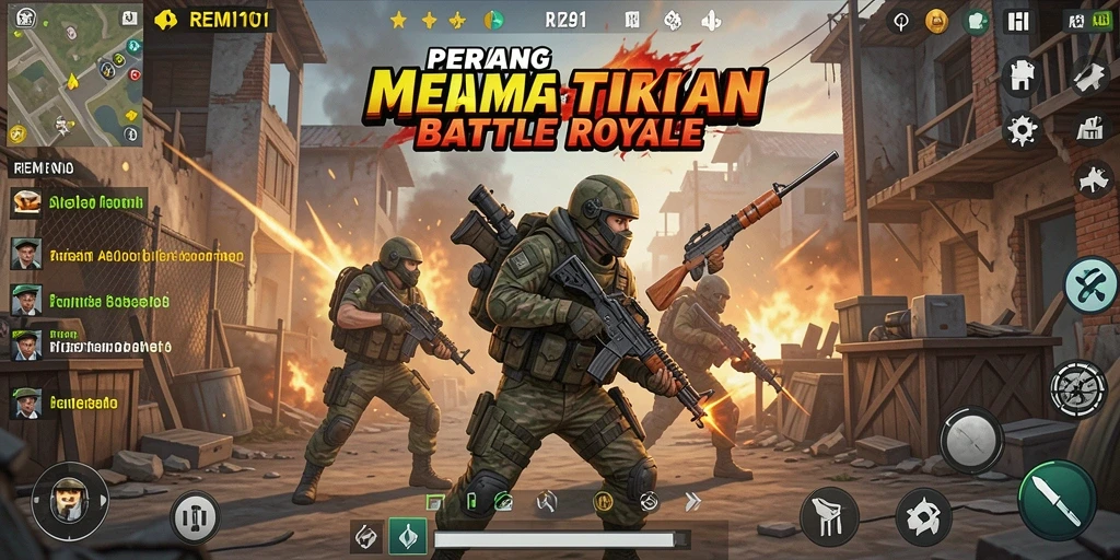 Screenshot gameplay REMI101 menampilkan aksi seru Battle Royale.