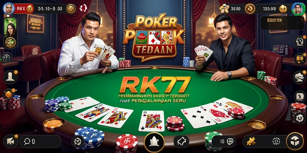 Tampilan gameplay Poker yang mendebarkan dan interaktif di RK77.