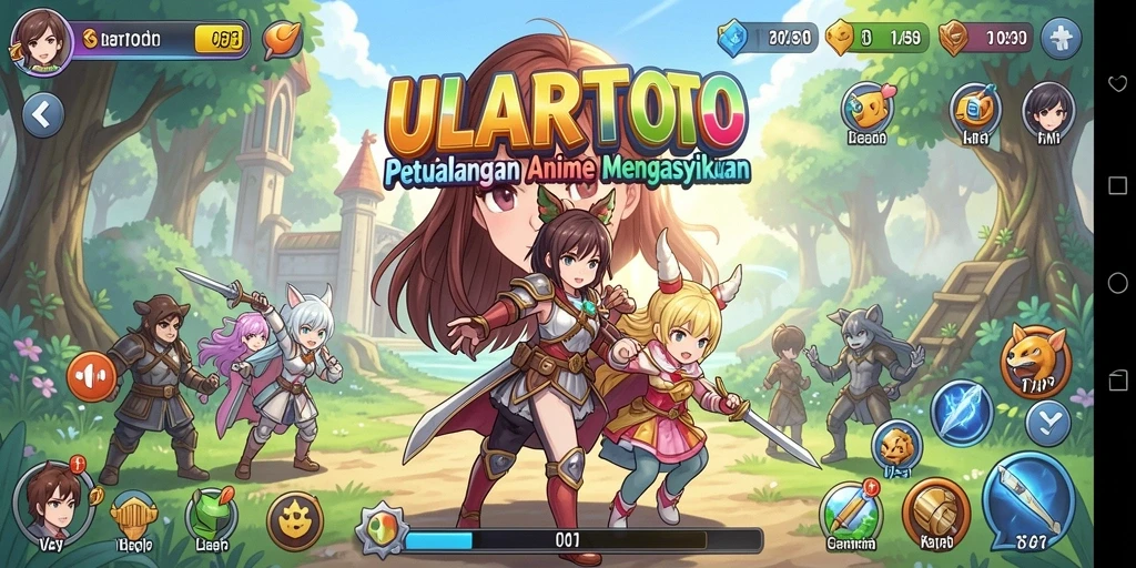 Screenshot ULARTOTO menampilkan karakter Anime dalam aksi seru.